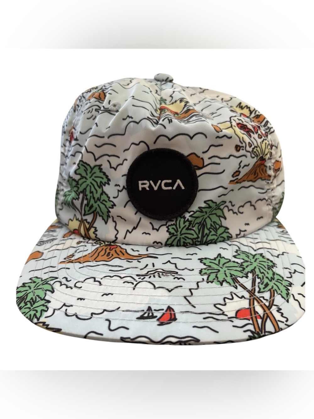 RVCA Light Blue Tropical Print Five-Panel Cap